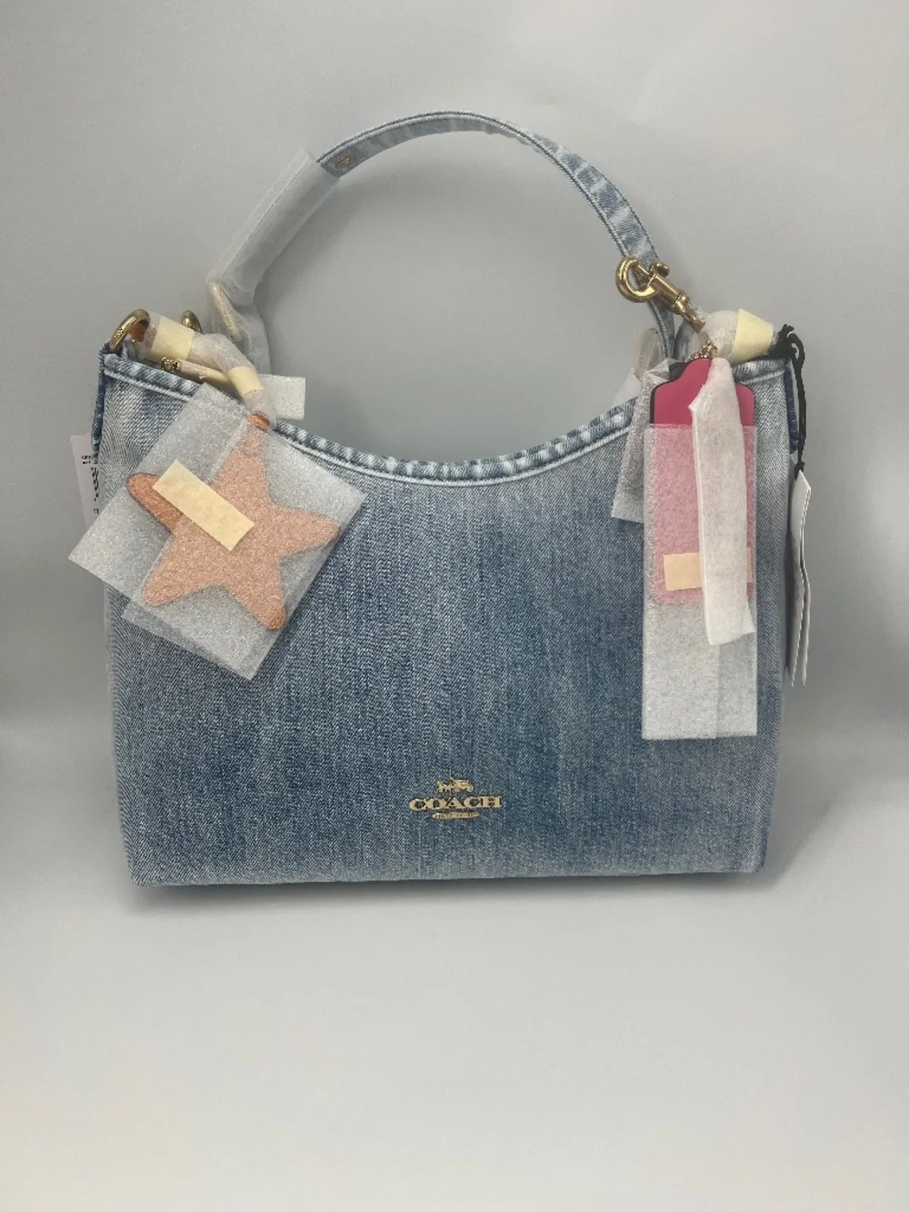 Laurel Shoulder Bag In Loved Denim With Charms